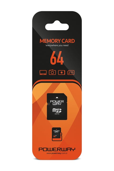 Powerway 64 GB Micro SD Hafıza Kartı Class 10 Adaptör Dahil