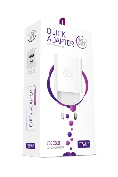 Powerway HW25 PD 25W USB QC 3.0 Çift Girişli Hızlı Şarj Adaptörü