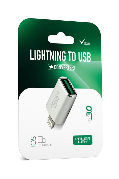 Powerway Mini Lightning Otg to Usb 3.0 Yüksek Hızlı Otg Çevirici Dönüştürücü Adaptör
